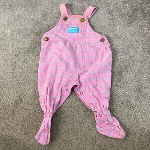 OSHKOSH Vintage Pink and Blue Footed Overalls Size 3-6 Months